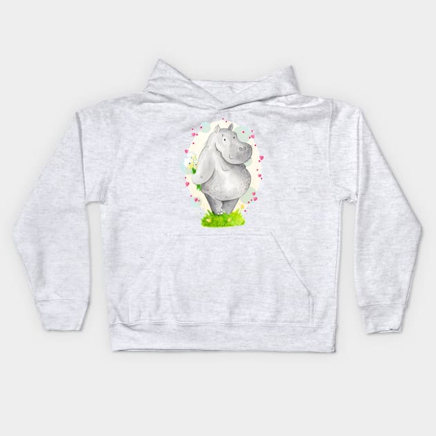 Hippo Kids Hoodie by Vicky Kuhn Illustration